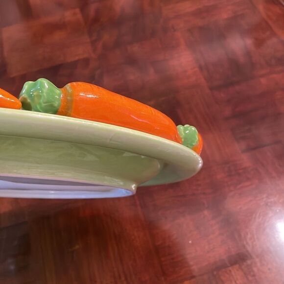 Vintage 3D Appetizer Serving Party Platter 12.5” Carrot Detail Veggie Tray - Picture 5 of 10